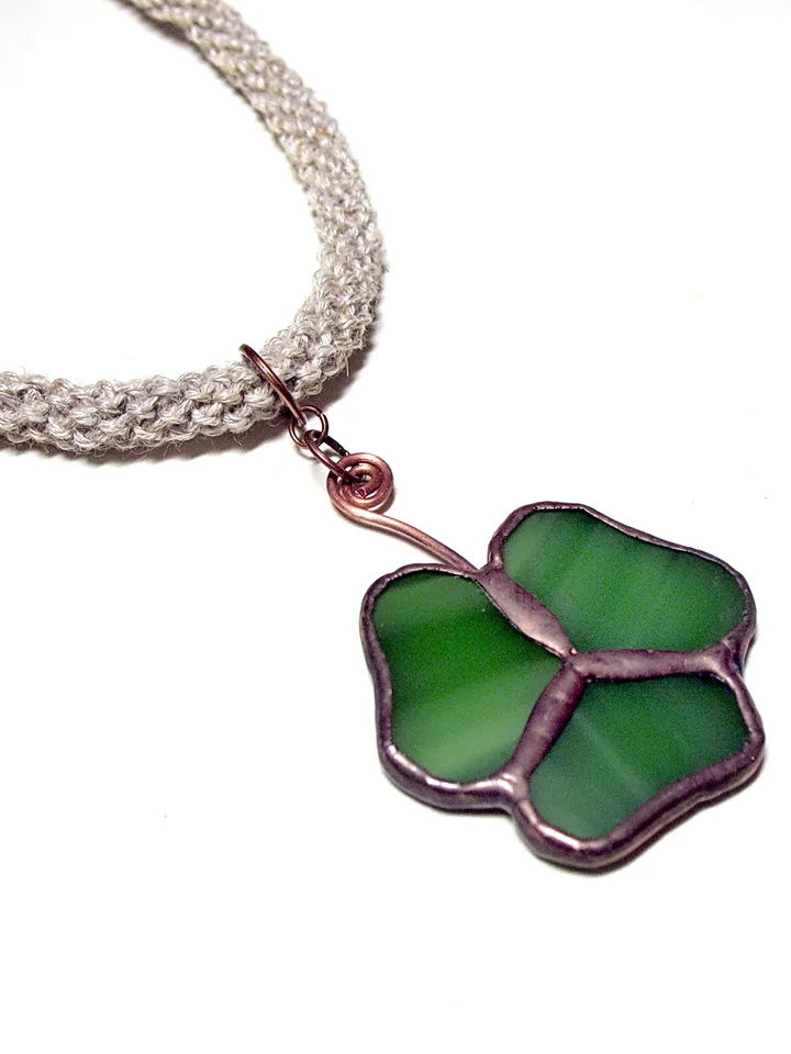 Shamrock necklace, st patricksday, Clover leaf, trefoil, St Patricks clover, Green trefoil,  Irish necklace, st patrick