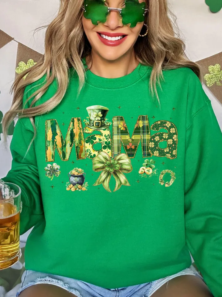 Mama St Patrick's Day PNG, Coquette Brushstroke png, Lucky Mama Png, Shamrock PNG, St Patricks Coquette Png, Lucky Charm Png,Glitter Irish