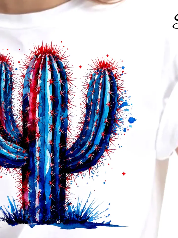 Patriotic Watercolor Cactus Clipart