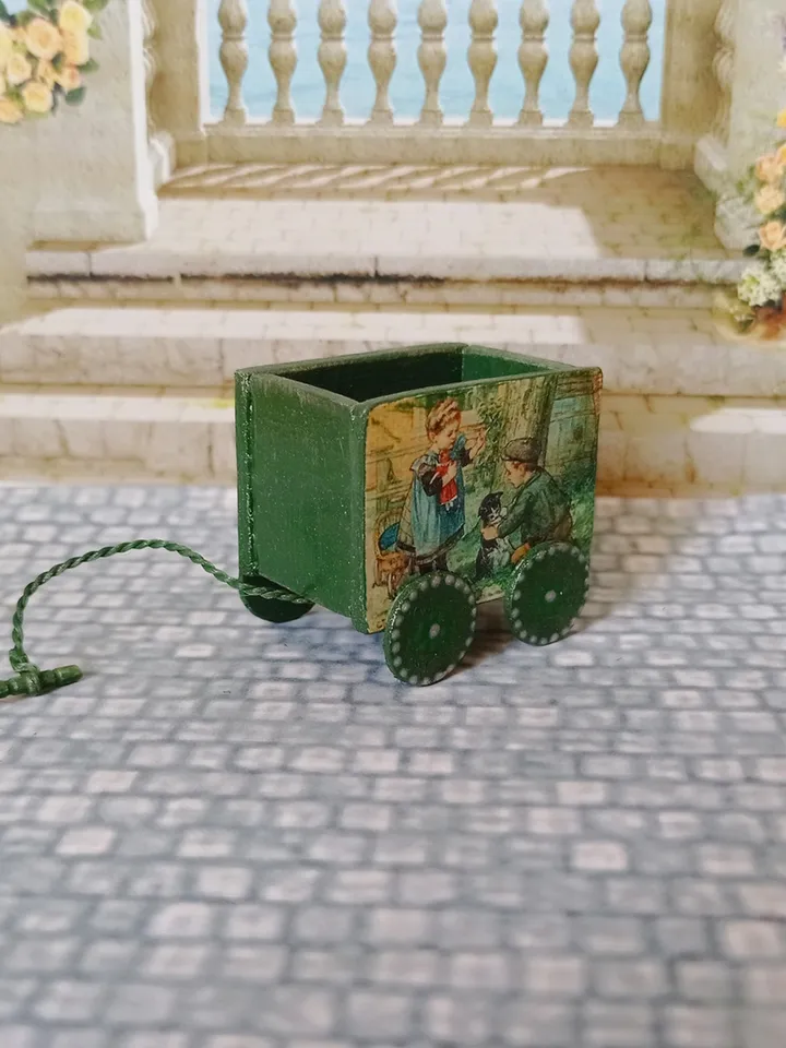 Trolley for dollhouse. Doll toy .1:12 scale.