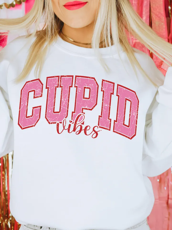 Varisty Cupid Vibes SVG PNG Grunge Valentine’s Day Sublimation college cupid png, retro cut file, trendy vday tshirt pngtrendy pink vday