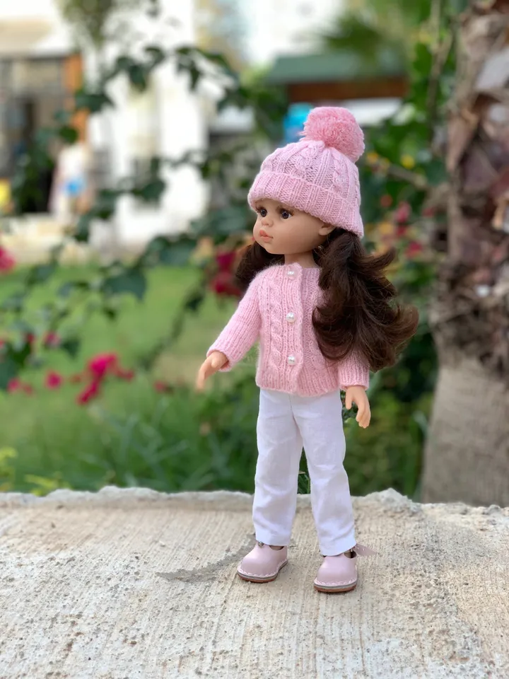 PDF Knitting Pattern Tutorial Cardigan & Hat for Paola Reina doll (12"/32 cm) eng