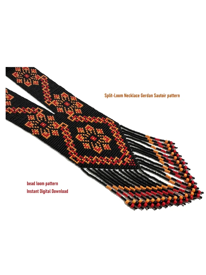 Bead loom patterns, Gerdan-Split-Loom Necklace, Beaded Sautoirs, Beading Loom only Pattern, Instant Download, PDF