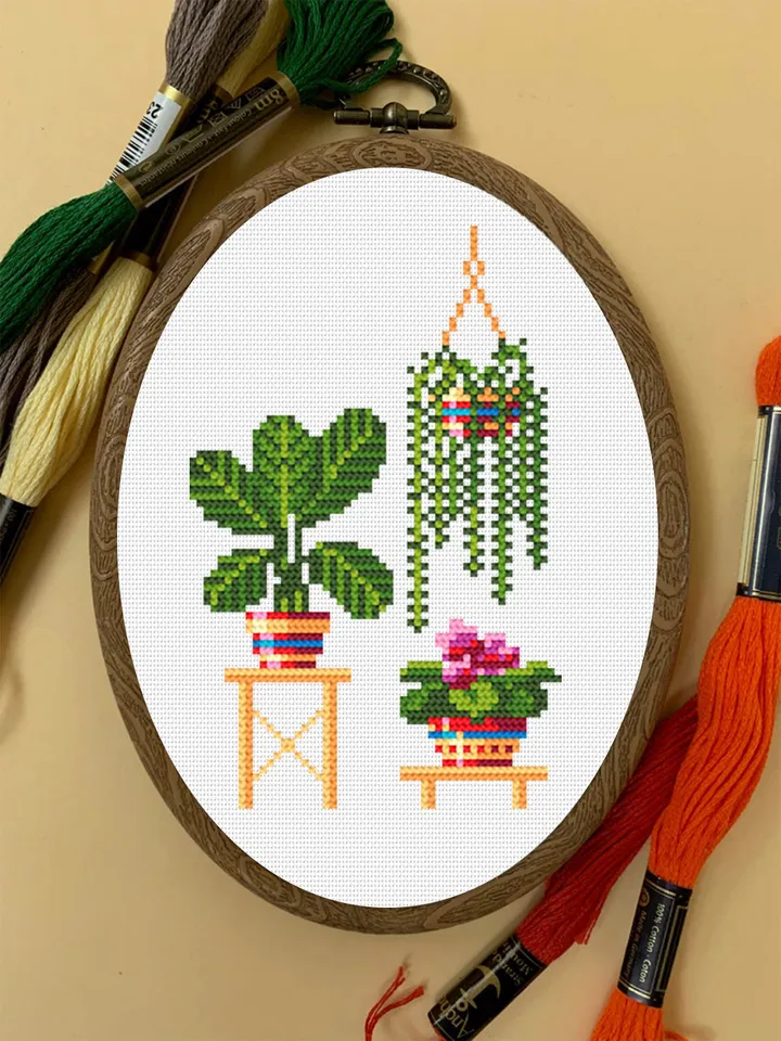 Home plants cross stitch pattern download PDF Floral cross stitch chart, Easy small cross stitch sampler, Plant lovers, DIY Home decor #P12