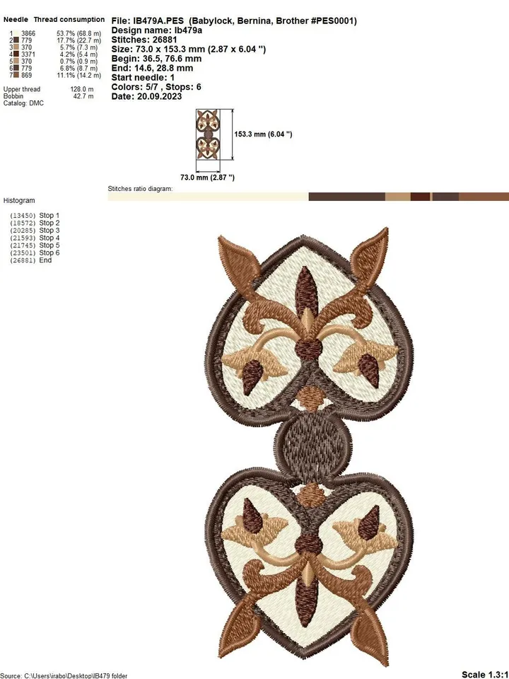 Fantasy flower brooch FSL, created on the basis of an ancient pattern.