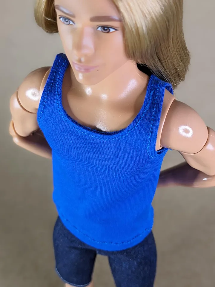 Blue tank top for 12 inch fashion male dolls