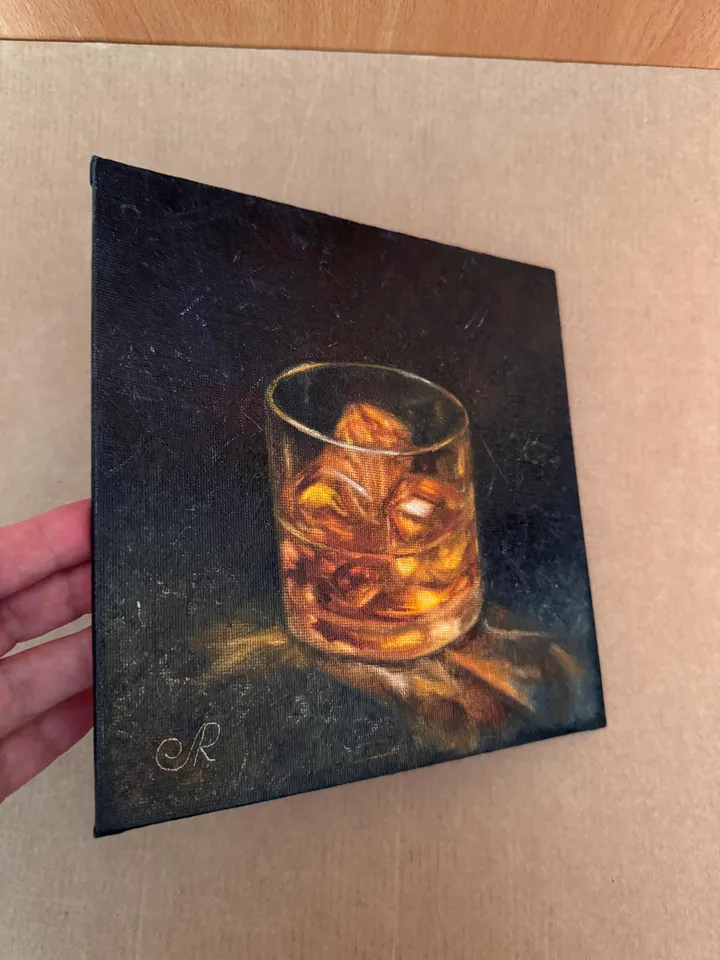 Whiskey Original Painting Glass of Whiskey Art Cocktail Painting Drinks Wall Art