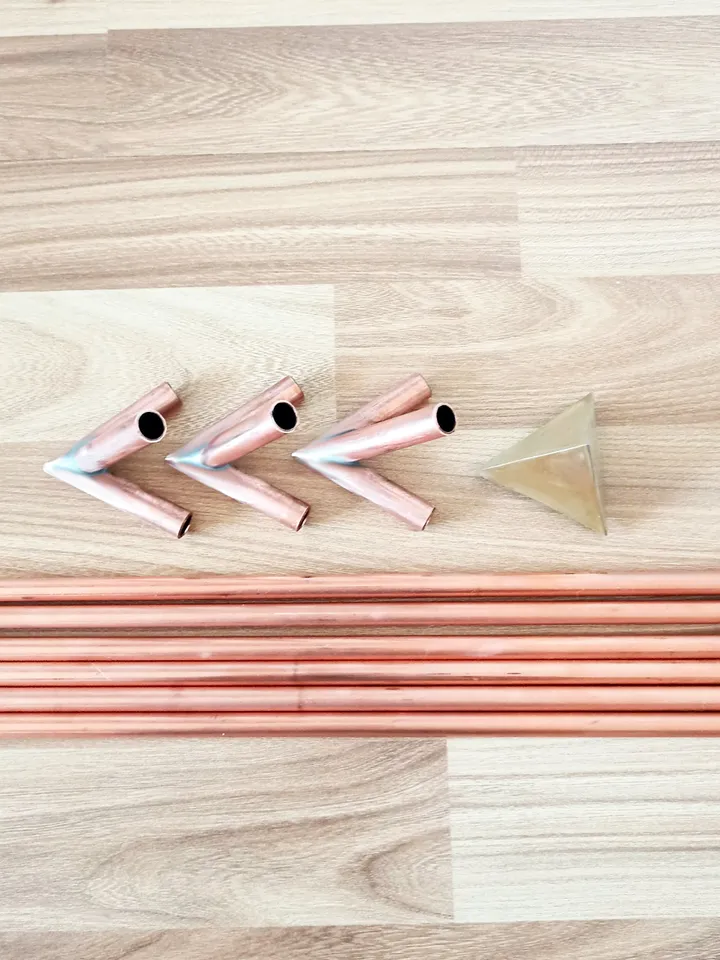 Copper Tetrahedron | Triangular Pyramid complete set | three-sided copper pyramid for meditation
