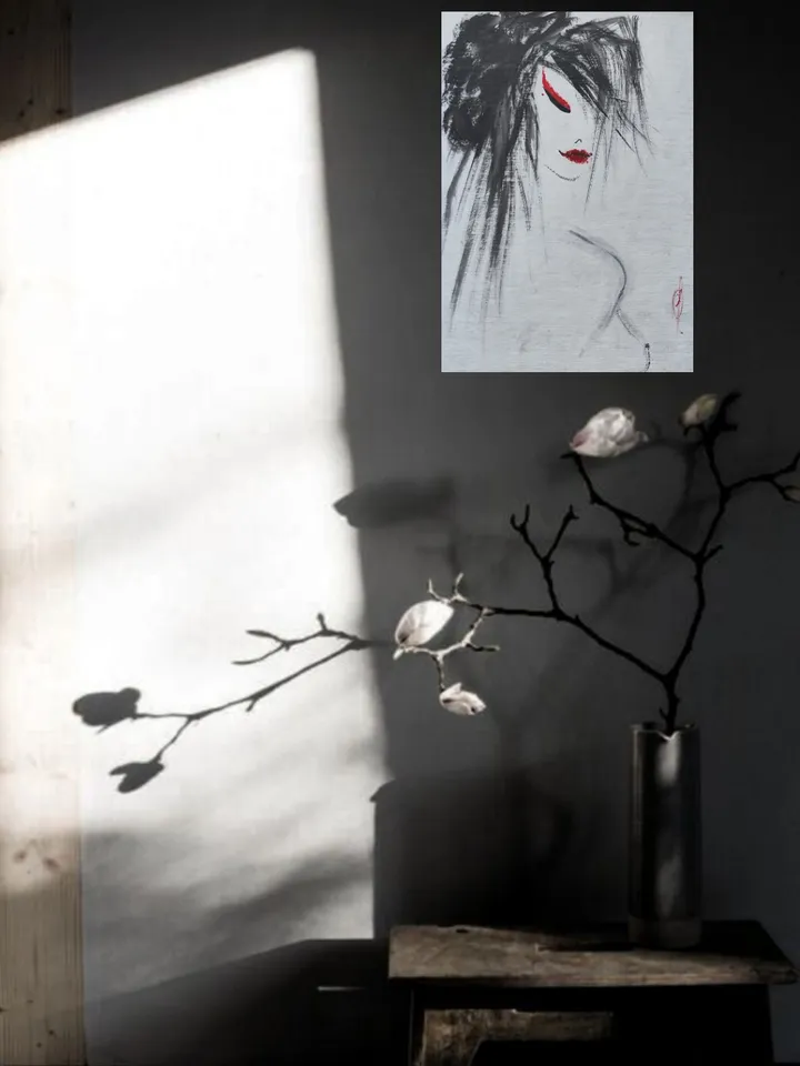 Nude woman Original painting Wabi-sabi