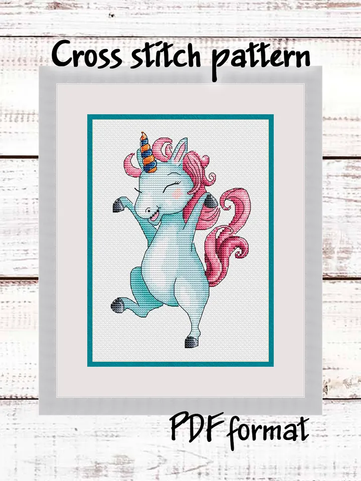 Unicorn embroidery pattern PDF, Rainbow Cross Stitch Unicorn Pattern, Baby Cross Stitch, Fantasy animal cross stitch
