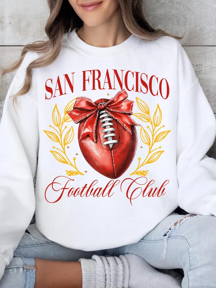 San Francisco Football Png, Coquette Football PNG, Football PNG, Football Team PNG, Football Sweatshirt, Football Red Team Football Club
