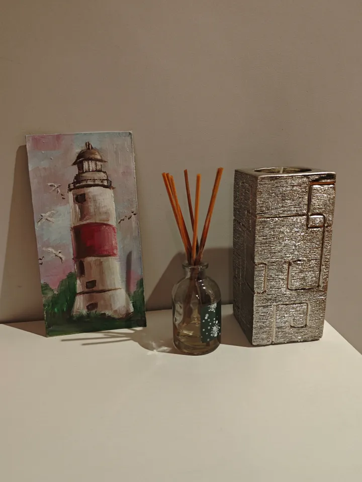 Lighthouse Original Painting Old Lighthouse Original Art Lighthouse Modern Artwork Old Lighthouse Wall Decor 4x8 inches by OlgaSokolovaArt