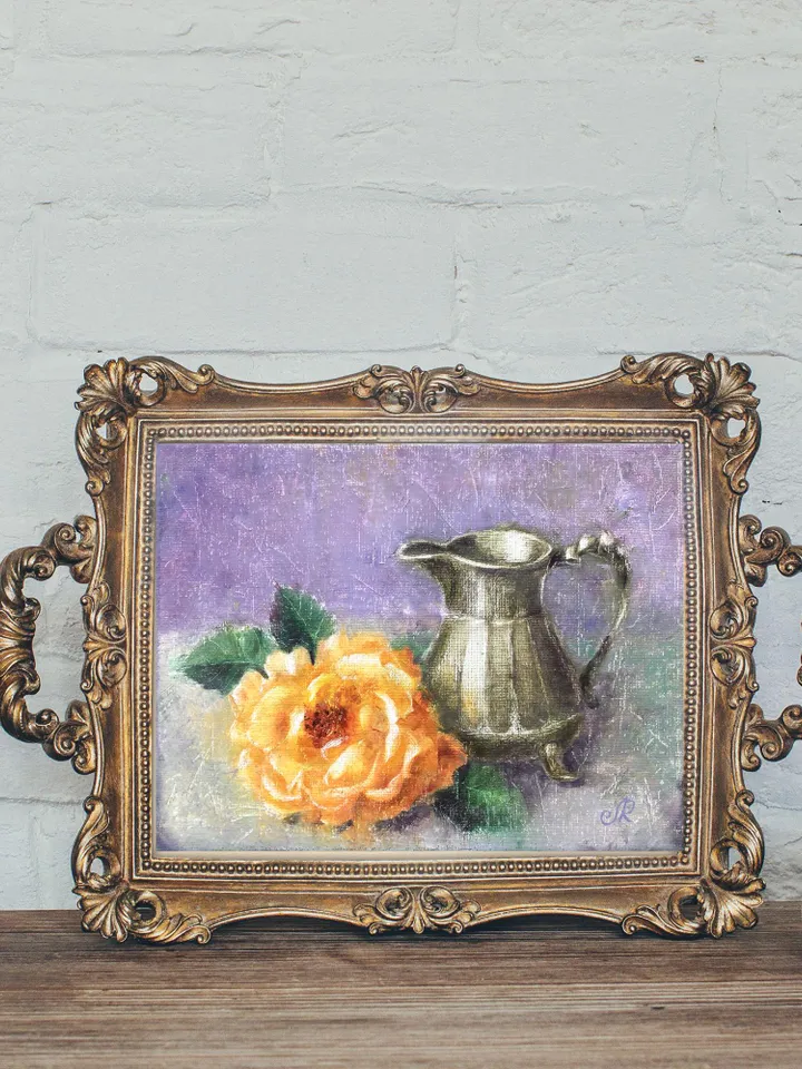 Roses Oil Painting Original Still Life Teacup Painting