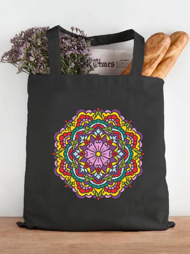 Bright mandala cross stitch pattern download PDF Flower mandala cross stitch chart, Embroidery mandala ornament Modern beginner stitch #M136
