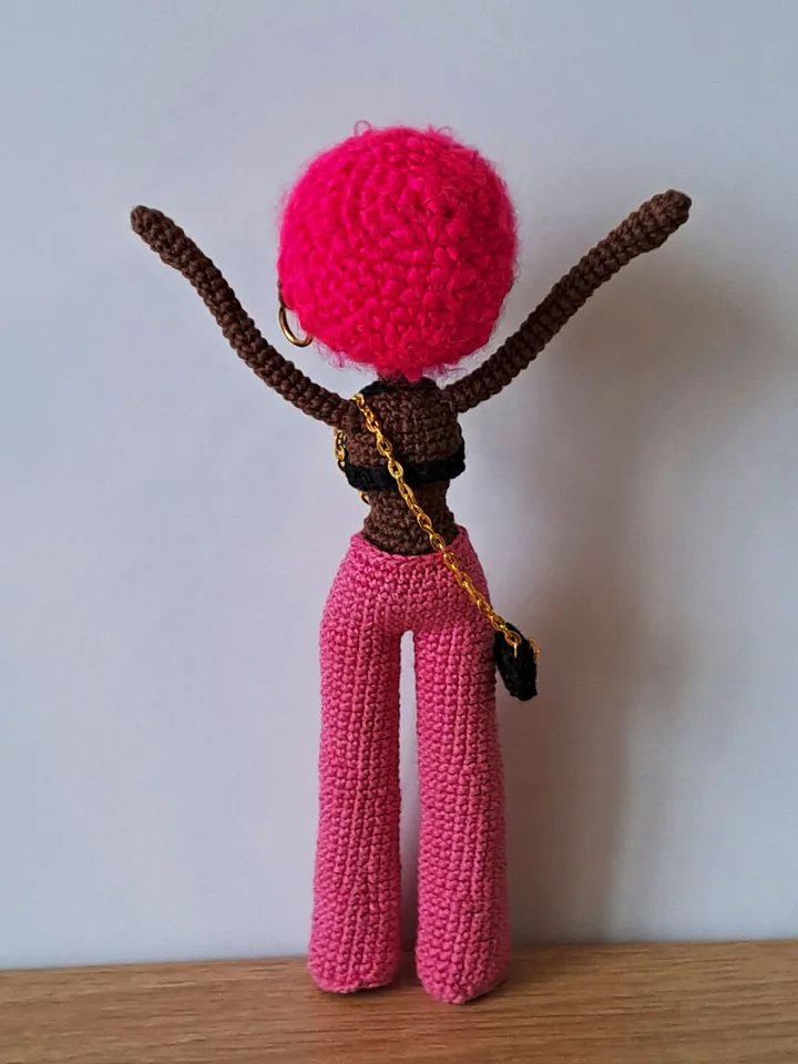 Pattern Black doll in pink. pattern Crochet african doll. afro american doll. crochet dark skin doll