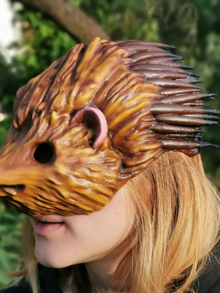 Hedgehog Mask Full Fase, Muzzle Mask, Realistic Animal Mask for Halloween or Cosplay, Kids Mask