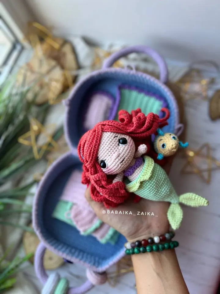 PDF Crochet Pattern Mermaid's doll House, Amigurmi mermaid, Amigurumi House Pattern,  Amigurumi Ariel Pattern, Amigurumi mermaid doll