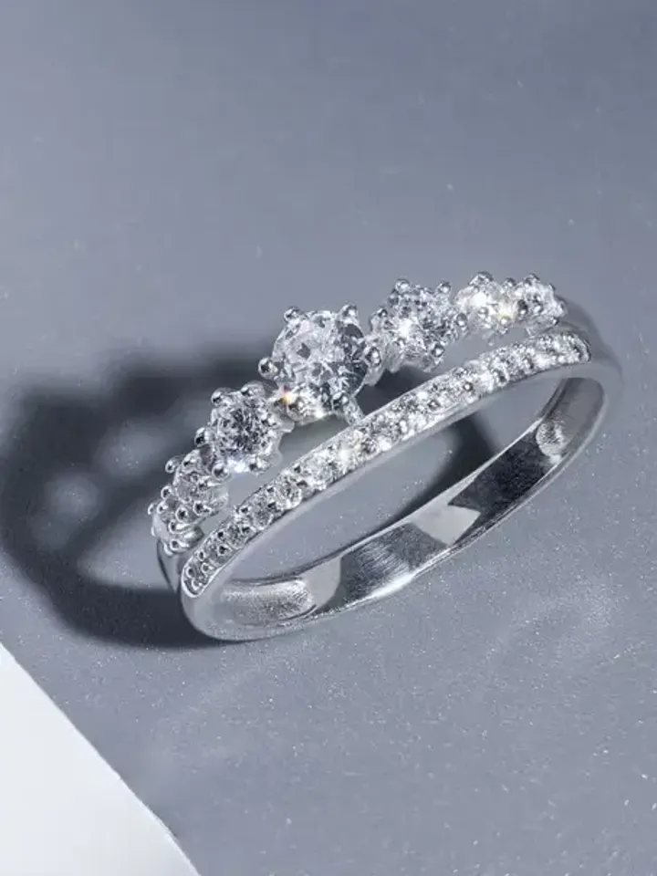 Engagement Ring silver 925 with cubic zirconia, women's ring