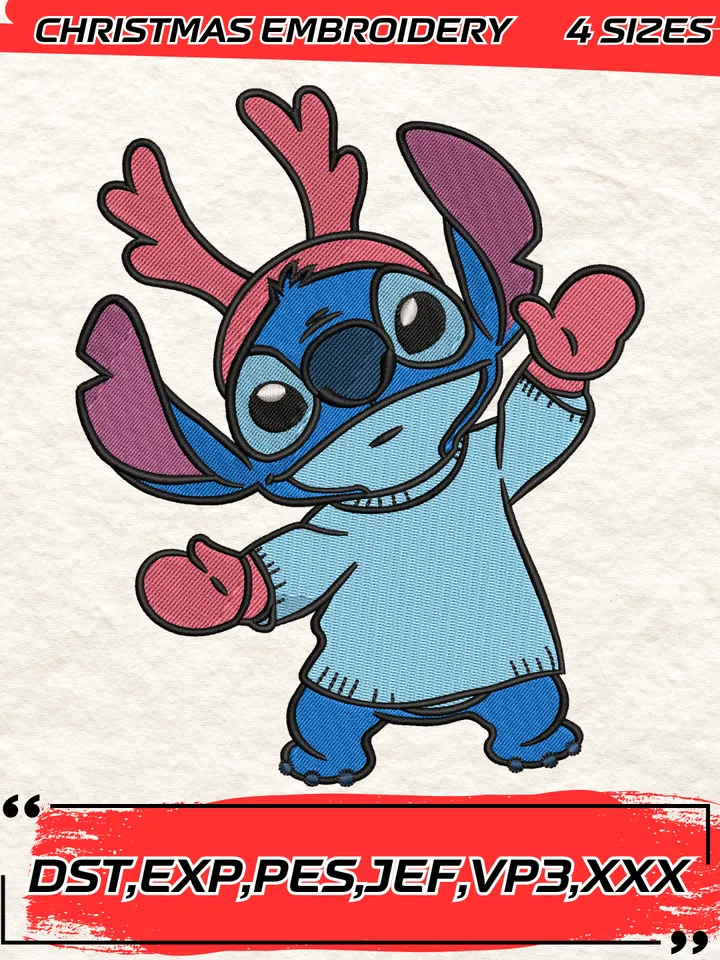 Stitch Christmas Embroidery Design,Christmas Embroidery Design,4 Sizes,Digital Download