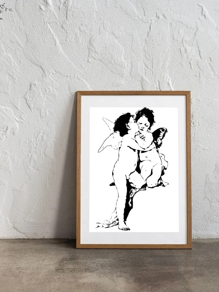 Cupid and Psyche Wall Art, Cupid and Psyche, Mythology, Greek Mythology, Greek, Minimalist Lines, Greek Mythology Wall Art, Valentines Day
