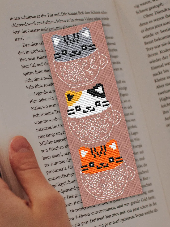 Kittens cross stitch bookmark pattern