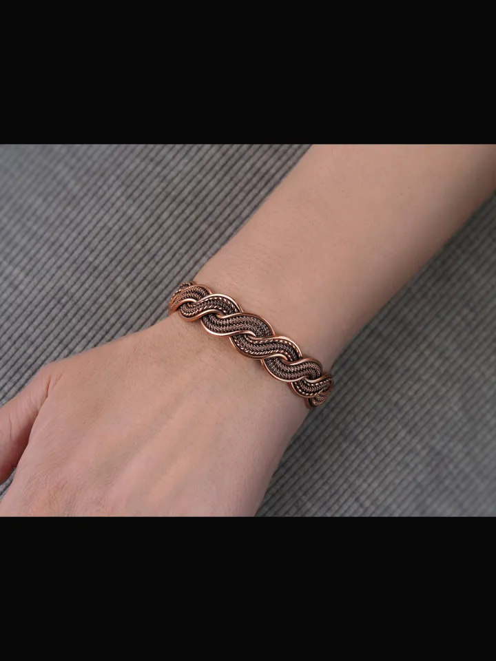 Woven copper wire bracelet Antique style handcrafted copper jewelry Unique gift