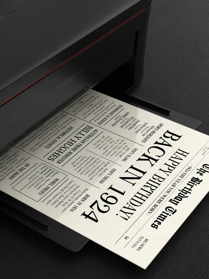 1924 AUSTRALIA, 101st birthday newspaper print Australian, 1924 birthday poster INSTANT DOWNLOAD, 101 years ago back in 1924 print to Aussie