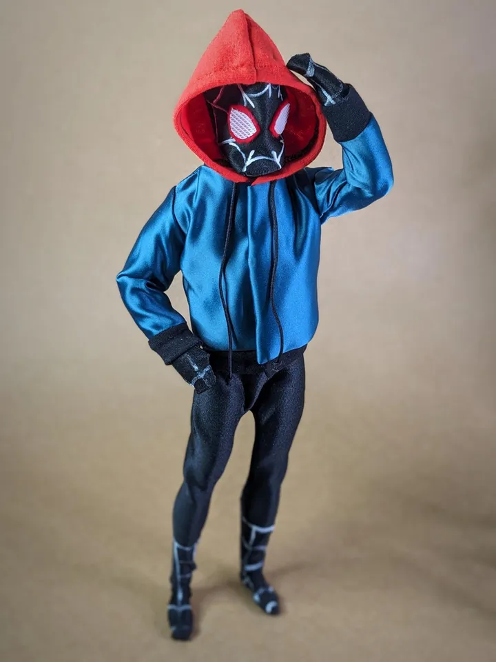 Black cosplay Spider bodysuit for 12-inch fashion male dolls