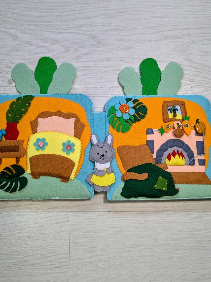 Educational felt book "Bunny's House"