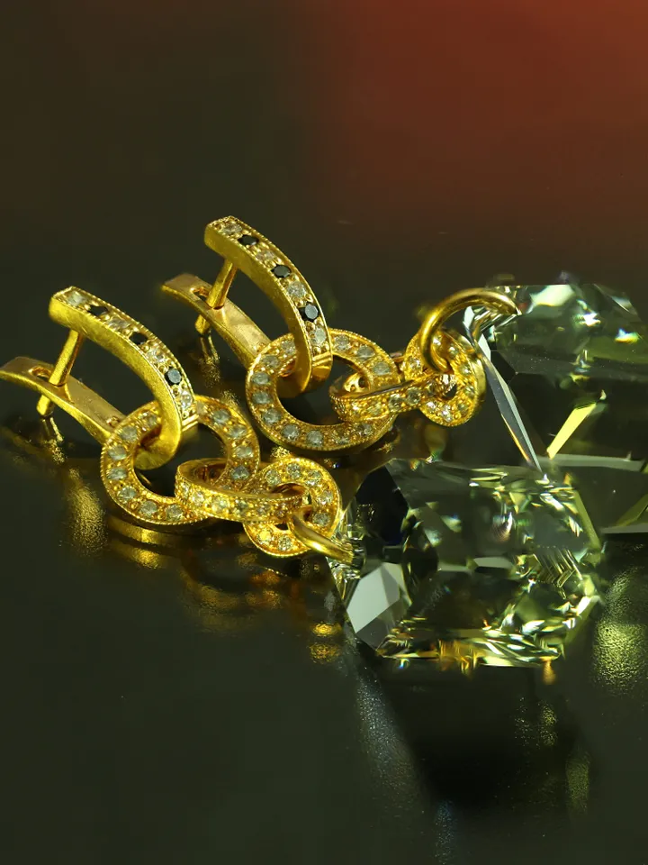Earrings with Swarovski crystals. Disassemblable silver\gold\zircons