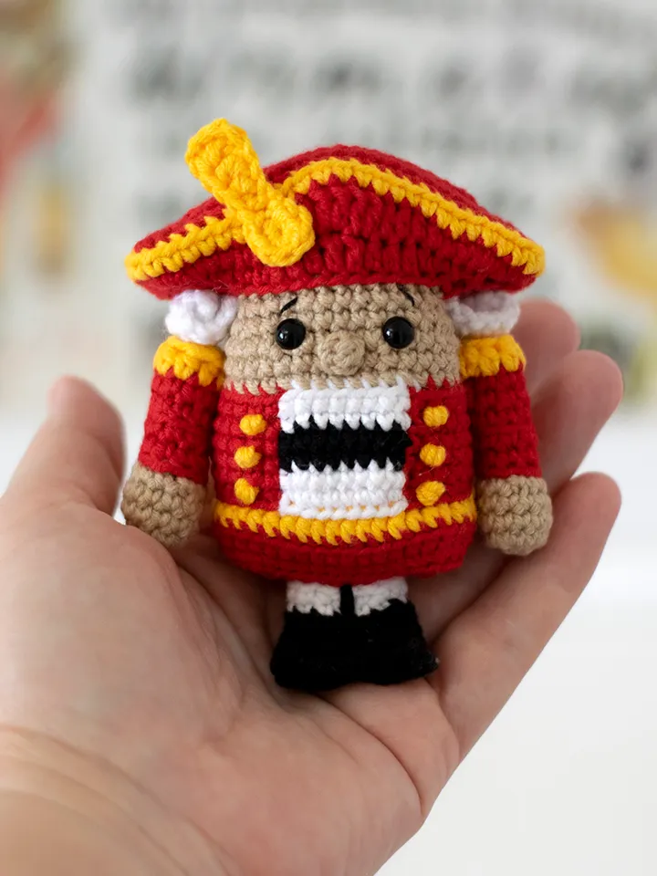 Stuffed Nutcracker Soldier toy Christmas gift idea, crochet Nutcracker figurine winter nursery and home decor