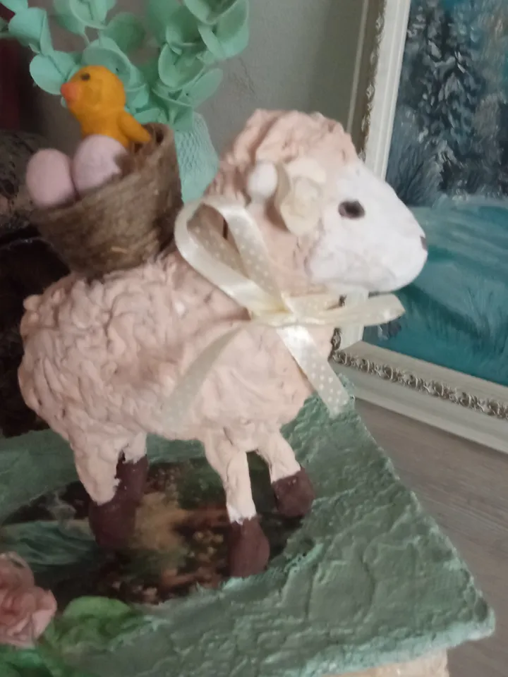 Easter sheepwith basket handmade/Easter decor/Easter decoration/Easter gift/Xmas decor/Christmas decoration/