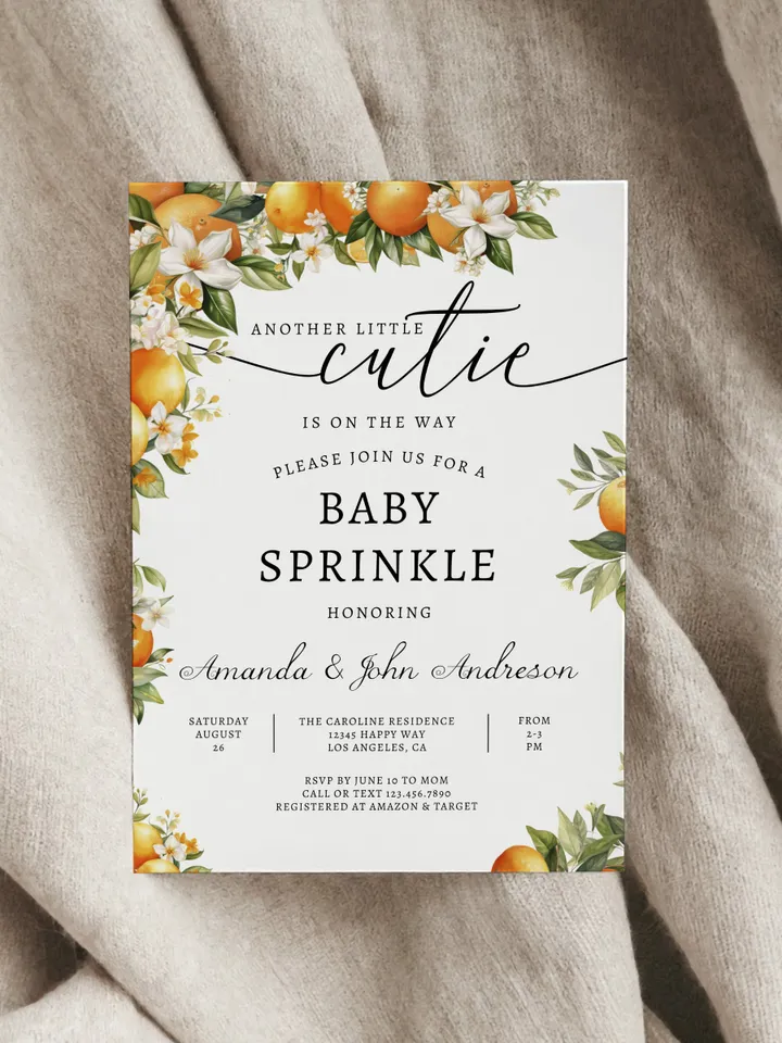 Little Cutie Baby Sprinkle Invitation Template, Cutie Baby Shower Invitation Template, Girl Baby Sprinkle Editable Template - I104