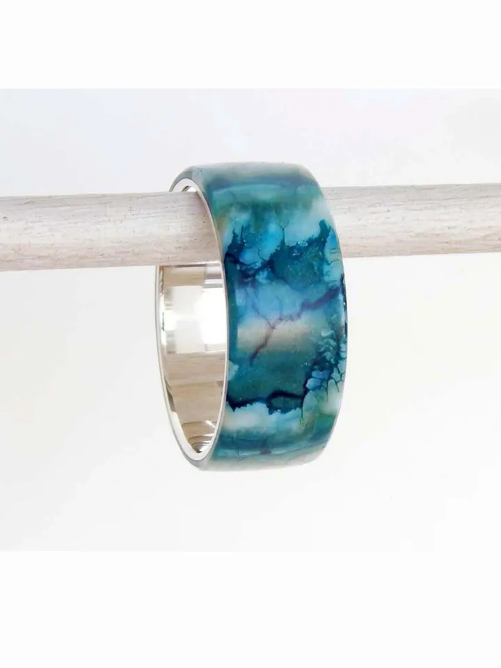 Unique mammoth tooth ring. Silver ring with a stabilized mammoth tooth.