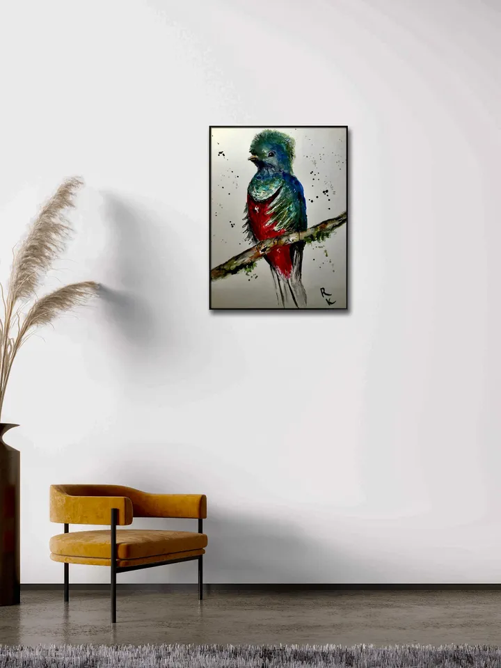 Quetzal bird original watercolour painting,exotic birds painting,watercolor birds wall art,small painting gift,original birds painting.