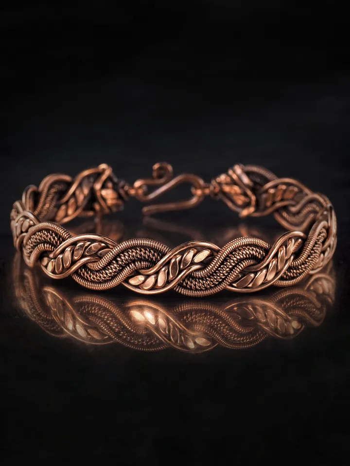 Woven copper wire bracelet Antique style handcrafted copper jewelry Unique gift