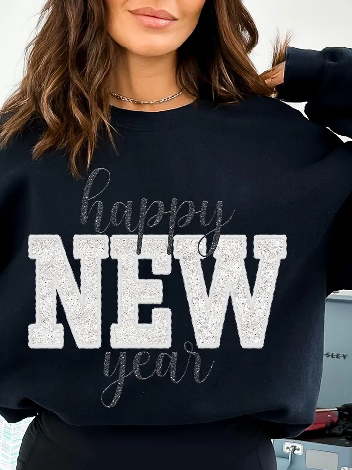 Happy New Year PNG | Holidays, New Year, Sequins, Glitter | Instant Sublimation Download | Digital Shirt Design