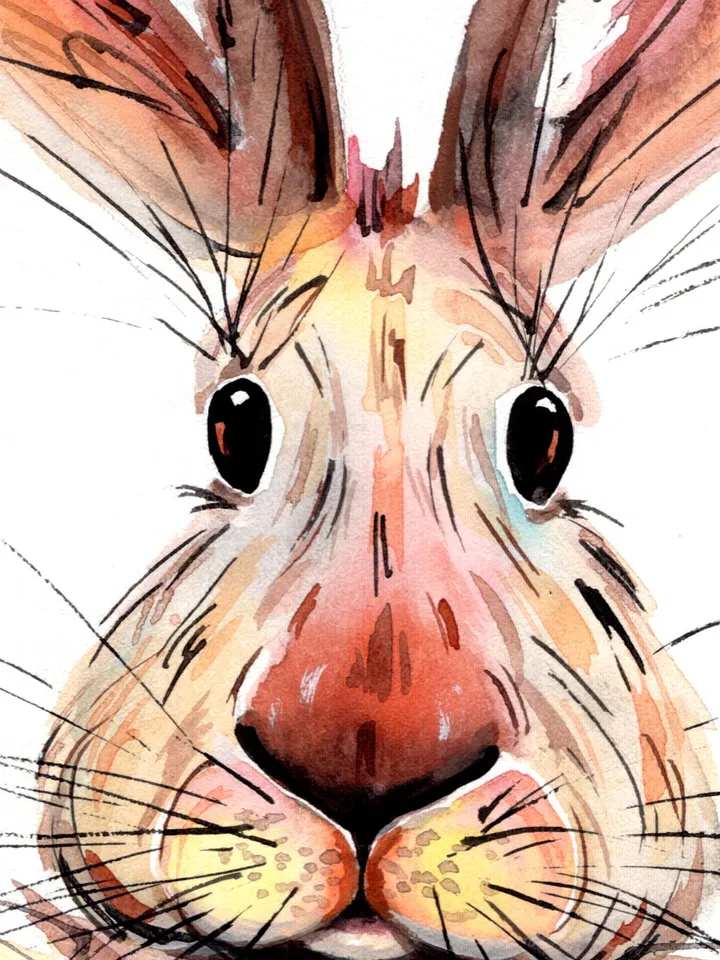 Hare Original watercolor, animal painting, wall decor, animals lover gift, 8x11 in bunny art by Anne Gorywine