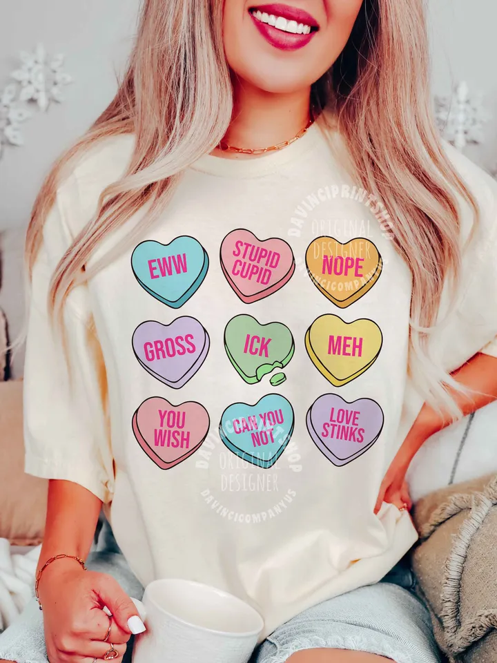 Valentines Conversation Hearts PNG, Anti Valentines png, Valentines png, Valentines Sublimation, Candy Hearts png, Sublimation Designs, png