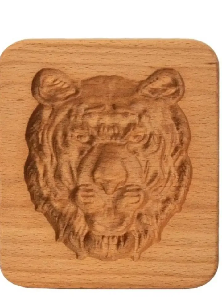 Tiger Embossed cookie mold, cookie cutter, wooden mold, Wooden stamp stamp for gingerbread cookies springerle stamp