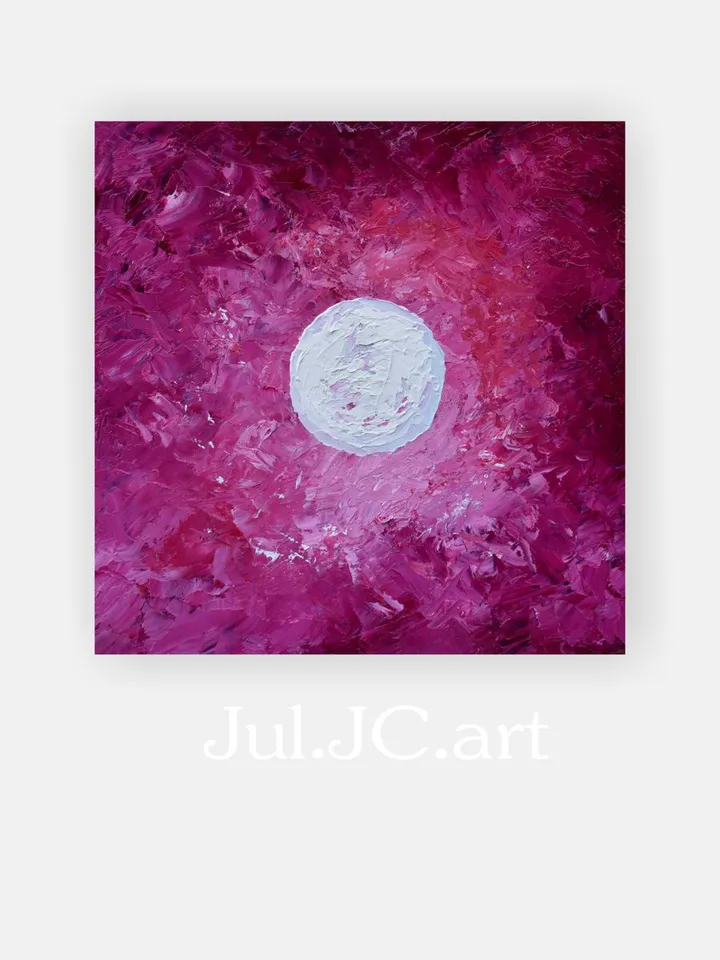 Night Sky Painting Full Moon Artwork Original Art 6 by 6 in Moonlit Night Painting Small artwork Purple Home Decor