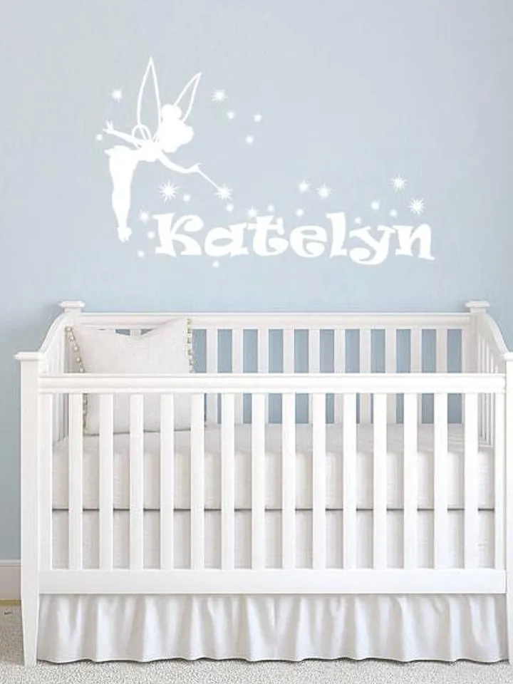 Personalized Peter pan Fairy Wall Decal Name Sticker ik605