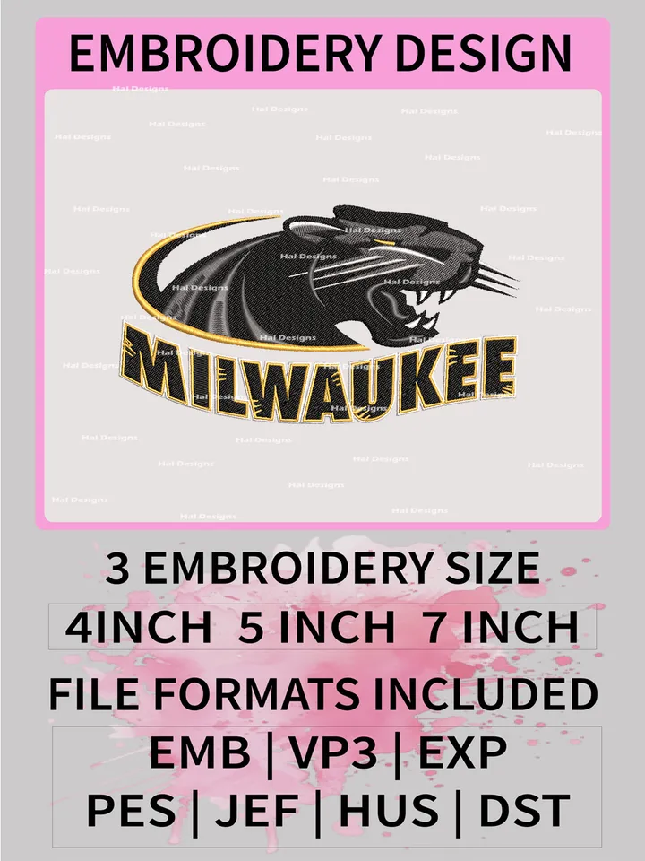 NCAA Milwaukee Panthers Embroidery File, 3 Sizes, 6 Formats, NCAA Machine Embroidery Design, NCAA Logo, NCAA Teams