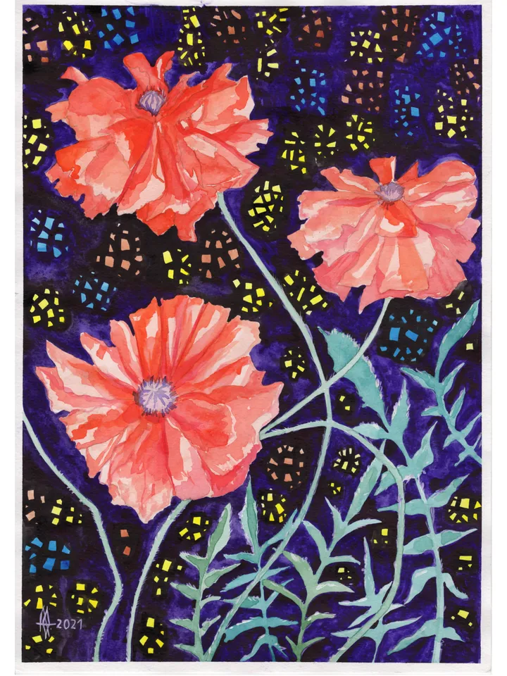 Watercolor painting. Abstraction. Flowers