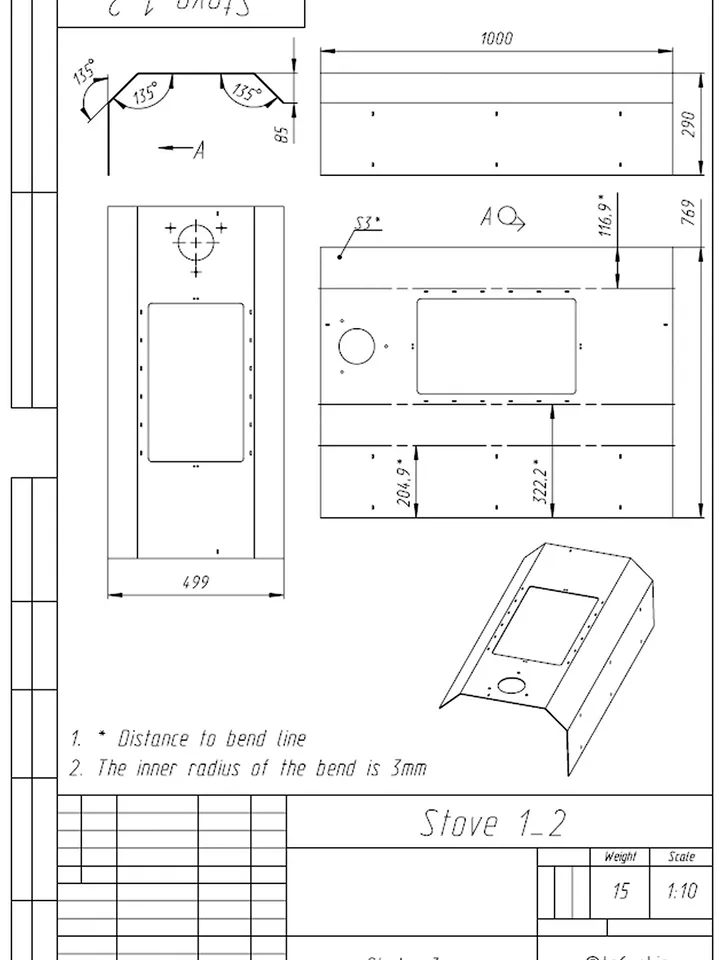 Welding Project Plans Drawings Stove 1 (DXF, PDF)