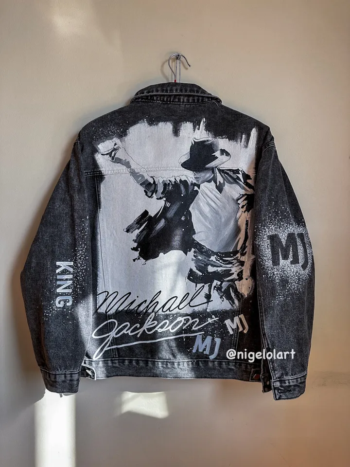 Michael Jackson Painted denim jacket Custom gifts Jean jacket blue denim jacket King of pop mj jacket dangerous