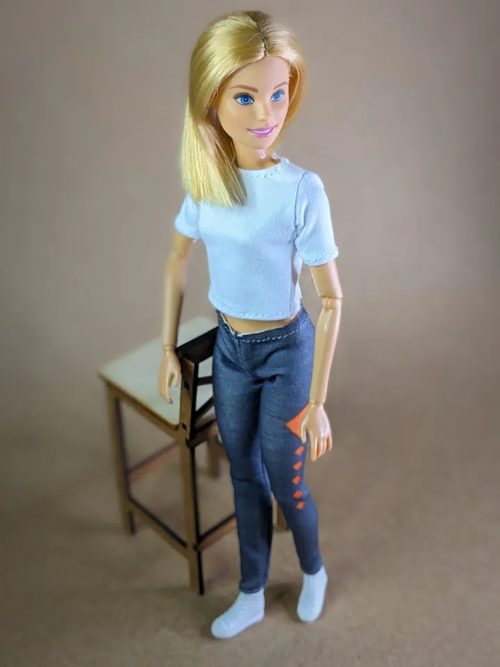 White T-shirt & Gray leggins for 1/6 scale fashion female dolls