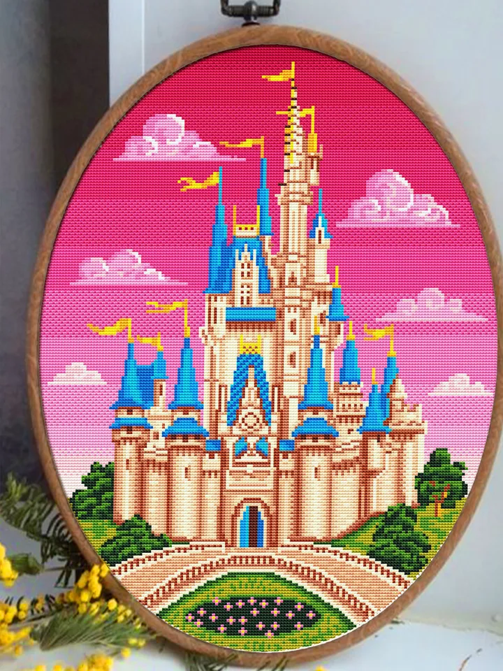 Cinderella castle cross stitch pattern download PDF Magic Kingdom cross stitch chart Fairytale castle embroidery PDF Kids room decor #C1