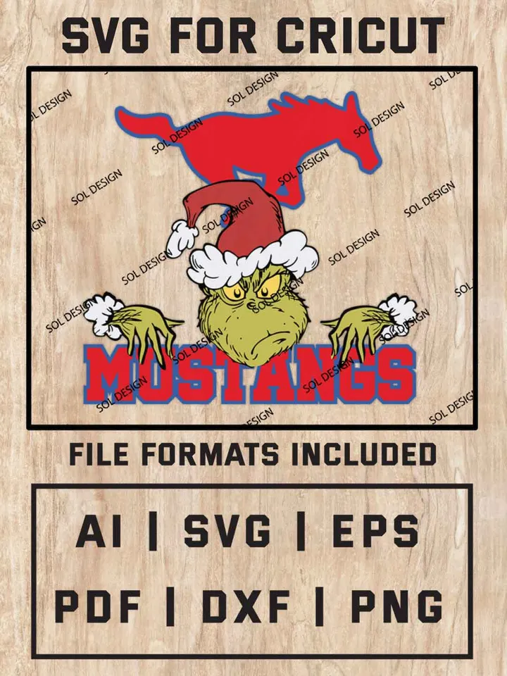 Grinch SMU Mustangs SVG, NCAA SVG Design, NCAA SMU Mustangs SVG, NCAA Mustangs Cricut, Christmas Svg, Grinch svg, Digital Download