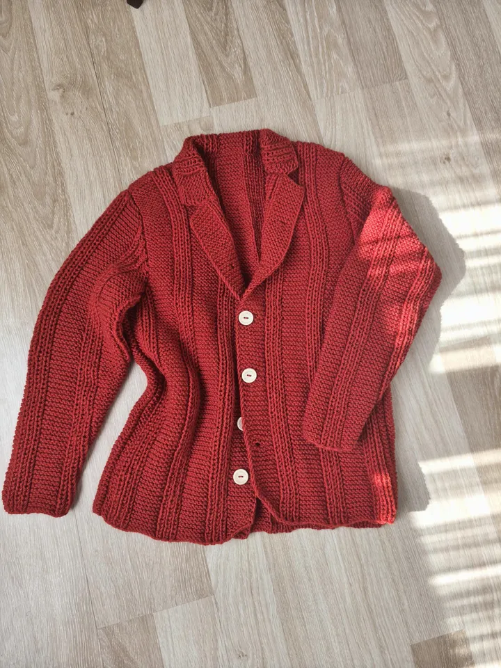 Handmade Knit Man Cardigan - Cozy Wool Blend Jumper